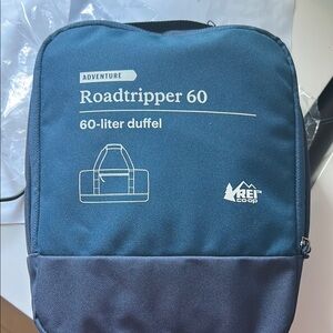 REI Blue Duffel Bag 60L Travel Essential